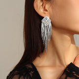 Maytrends Fashion Statement Earring Long Full Rhinestone Big Earrings For Women Euorpe Evening Party Crystal Tassel Earings Wholesale