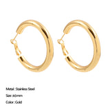 Maytrends Classic Stainless Steel Ear Buckle for Women Trendy Gold Color Small Large Circle Hoop Earrings Punk Hip Hop Jewelry Accessories