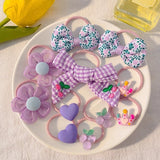 Kawaii Flower Bow Scrunchies Set Children Gift Girls Elastic Hair Rubber Bands Accessories Tie Hair Ring Rope Headdress Headwear