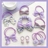 Kawaii Flower Bow Scrunchies Set Children Gift Girls Elastic Hair Rubber Bands Accessories Tie Hair Ring Rope Headdress Headwear