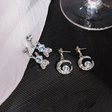 Korean Zircon Moon Astronaut Earrings Cute Moonlight Stone Earrings Birthday Party Anniversary Jewelry Accessories