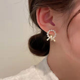 Korean Fashion Elegant Tulip Zircon Stud Earring Mermaid Tail Shape Ear Studs For Women Party Sweet Temperament Jewelry Gifts