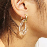 New Gold Silver Color Earring For Women Mixed Solid Heart Pendant Hoop Earrings Street Style Korean Fashion Jewelry