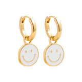 Maytrends Gold Color Huggies with Cloud Rainbow Enamel Pendant Earring for Women Small Star Smiling Face Hoop Earrings Charms Jewelry Gift