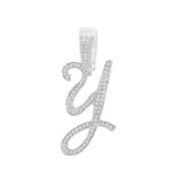 Maytrends New A-Z Cursive Letter Paved Crystal Pendant Necklace For Women Bling Initial Alphabet Rope Chain Necklace Jewelry