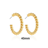 Maytrends Vintage 18K Gold Plated PVD Thick Hammered Hoop Earrings for Women Waterproof Twist Circle Round Huggie Ear Ring Femal Jewelry