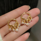 New Cloud Tassel Pearl Pendant Earrings Women's Simple Temperament High Grade Earrings Birthday Party Jewelry Gift Accessories