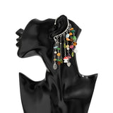 Maytrends Bohemian Creative Design Crystal Glass Imitation Pearl Tassel Pendant Ear Clip Harajuku Style Dangling Clip Earrings