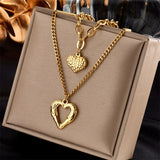 Fashion Stainless Steel Small Uneven Folds 2 Love Necklace High-end Sense Party Accessories Non-fading High-quality Gifts