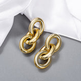 New Classic Gold color Smooth Metal Hoop Earrings For Woman Fashion Korean Jewelry Temperament Girl's Daily Wear Earrings