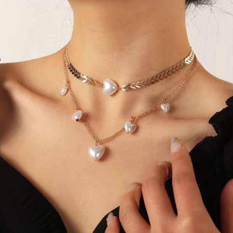 New Simple Niche Design Pearl Pendant Collarbone Chain Necklace For Women Korean Fashion Necklaces Birthday Party Jewelry Gifts