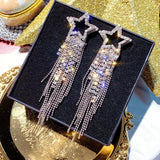 Maytrends Fashion Statement Earring Long Full Rhinestone Big Earrings For Women Euorpe Evening Party Crystal Tassel Earings Wholesale