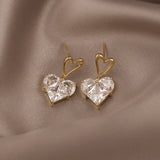 New Korean Light Luxury White Oil Dropping Love Stud Earrings For Women Fashion Elegant Metal Jewelry Gifts