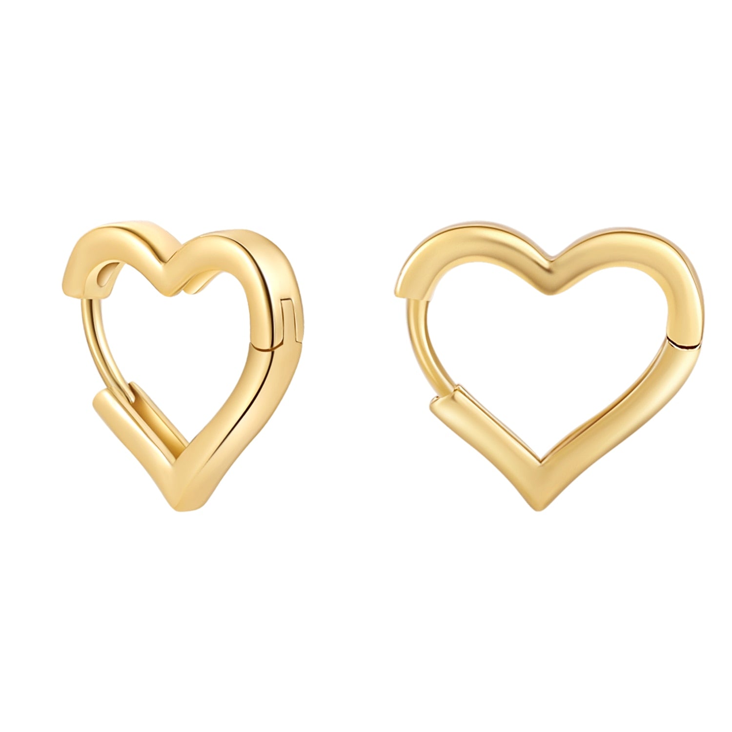 Maytrends 12/14/16mm Fashion Smooth Gold Color Love Heart Hoop Earrings Simple Cute Heart Circle Piercing Earring Buckle Statement Jewelry