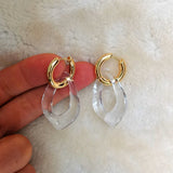 New Gold Silver Color Earring For Women Mixed Solid Heart Pendant Hoop Earrings Street Style Korean Fashion Jewelry