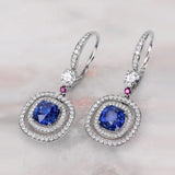 New Trendy Blue CZ Dangle Earrings for Women Temperament Elegant Lady's Earrings Wedding Anniversary Party Jewelry