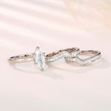 Luxury Trendy 3Pcs Rings for Women Double Stackable Set Rings Paved Sparkling Cubic Zirconia Wedding Party Hot Jewelry
