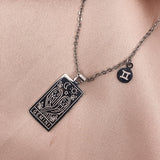 Maytrends Vintage Stainless Steel Square Pendant Horoscope 12 Constellations Necklace Female Male Zodiac Sign Collar Necklace