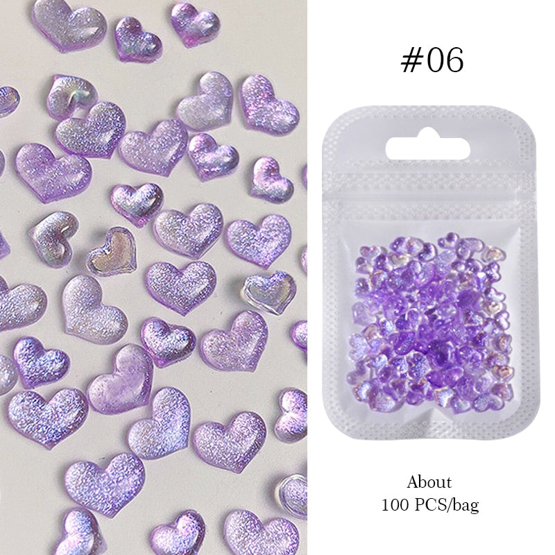 Maytrends 1 Pack 3D Aurora Bear Butterfly Nail Art Accessories Resin FlatBack White Flowers Acrylic Nails Glitter DIY Manicure Decoration