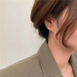 Korea Heart Gold Color Metal Geometric Hollow Simple Shape Stud Earrings for Women Aesthetic Jewelry