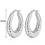 Maytrends Stainless Steel Big Circle Hoop Earrings for Women Creative Silver Plated Thread Twisted Ear Buckle Huggies Statement Jewelry