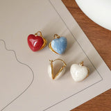 Simple Design White Enamel Heart Shaped Dangle Earrings for Women Elegant Sense Love Gold Color Drop Earring Jewelry Wedding