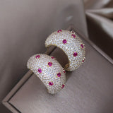 Europe America hot fashion jewelry 18K gold plating luxury C-shaped zircon earrings elegant women's wedding party accessories