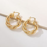 Maytrends New Minimalist Geometric Twist Hoop Earrings for Women Gold Color Chunky Circle Huggie Earring Female Creative Jewelry Gift