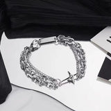 Vintage Six-pointed Star Bracelet Women Girls Fashion Party Jewelry Punk Hip Hop Bangle Couple Pendant Bracelets Gift Wholesale