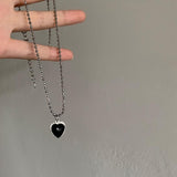 Punk Pink Love Heart Pendant Short Necklaces for Women Goth Vintage Fashion Charm Choker Necklace Y2K Jewelry 90s