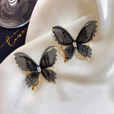 Charming Hollow out Butterfly Mesh Earrings Double Layer Wedding Accessories Holiday Birthday Party Romantic Jewelry Gifts