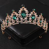 Maytrends Baroque Green Crystal Tiaras And Crowns Rhinestone Prom Bridal Wedding Hair Accessories Jewelry Crown Tiara For Women Bride Gift