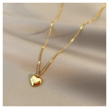 Fashion Gold Plated Love Heart Necklace For Women Man Pendant Hanging Chain Choker Necklace Valentine's Day Gift Jewelry