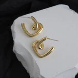 Golden Big hoop Earrings Korean Geometry Metal Earrings For women Female Retro Drop Earrings 2021 Trend Fashion Jewelry