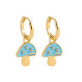 Maytrends Gold Color Huggies with Cloud Rainbow Enamel Pendant Earring for Women Small Star Smiling Face Hoop Earrings Charms Jewelry Gift