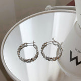 Maytrends Trendy Simple Silver Color Hoop Earrings For Women Girl Circle Round Minimalist Earrings Party NEW C-shape Jewelry Gifts