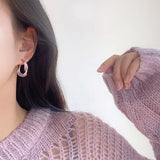 New Fashion Lavender Purple Earrings for Woman Metal Golden White Cross Hoop Earrings Gift Jewelry