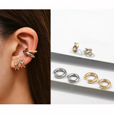 Maytrends Punk Rock Helix Fake Cartilage Ear Cuff with Long Chain Circle Hoop Earrings Set for Women Tiny Piercing Huggie Earring Jewelry