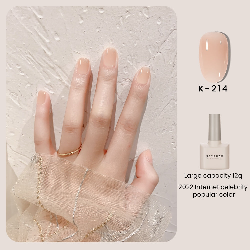 Maytrends 12ml Jelly Gel Nail Polish Semi Permanent Top Coat Soak Off UV LED Gel Art Nail Varnish Manicure Long Lasting Nail Gel