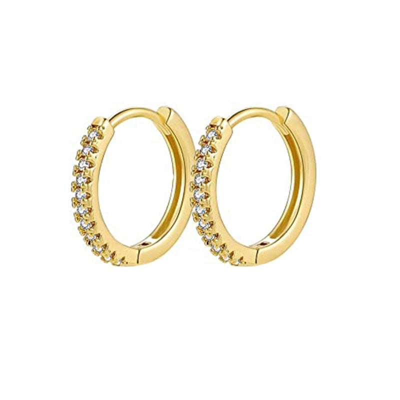 Maytrends Fashion CZ Zircon Round Huggie Hoop Earrings for Women Geometric U Shape Ear Buckle Hoops Gold Plated Stainless Steel Jewelry