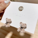 Cute Acrylic Candy Gummy Bear Dangle Earrings for Women Rainbow Bear CZ Hoop Earrings Korean Fashion Sweet Girl Jewelry