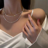Diamond Pearl Stitching Light Luxury Collarbone Chain Necklace For Women Korean Fashion Necklaces Birthday Party Jewelry Gifts