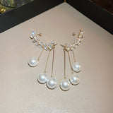 New Design Zircon Light Luxury Tassel Long Pearl Earrings For Women Korean Fashion Earring Daily Birthday Party Jewelry Gifts