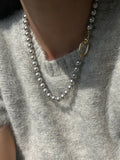 Maytrends Elegance Gray Pearl Linked  Necklaces Women Jewelry Punk Hiphop Designer Runway Rare  Boho Top Japan Korean