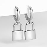 Maytrends Huggie Padlock Earrings Gold Color Female Key Lock Drop Earrings for Women Men Ear Piercing Jewelry