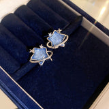 Sweet Blue pentagram Earrings Zircon Simple Temperament Advanced Star Earrings Party Jewelry Gift Accessories