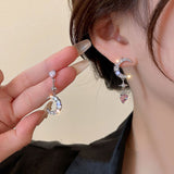 Sweet Star Love Moon Earrings for Women Asymmetric Cute Earrings for Women Birthday Party Jewelry Gift Accessories