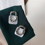 Irregular Square Zircon Earrings Vintage Stud Earrings High-end Sense Baroque Stud Earring Trend Jewelry for Women