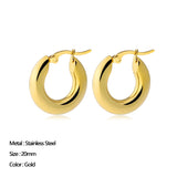 Maytrends Classic Stainless Steel Ear Buckle for Women Trendy Gold Color Small Large Circle Hoop Earrings Punk Hip Hop Jewelry Accessories