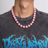 Maytrends Punk Simple Acrylic Pink Bead Beading Necklace Fashion For Men Casual CCB Bead Short Necklace Trend Jewelry